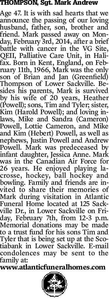 Mark Thompson Obituary